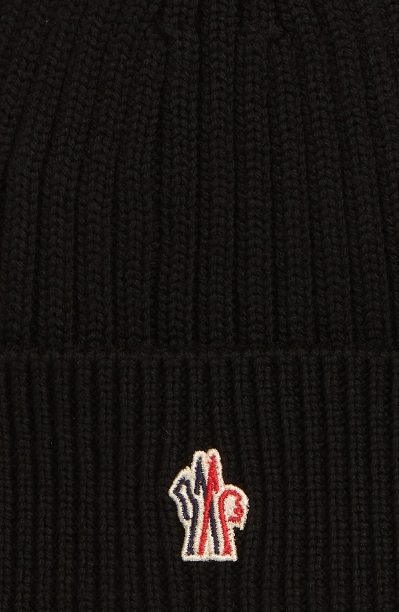 Moncler Grenoble Embroidered Logo Rib Wool Beanie, Alternate, color,