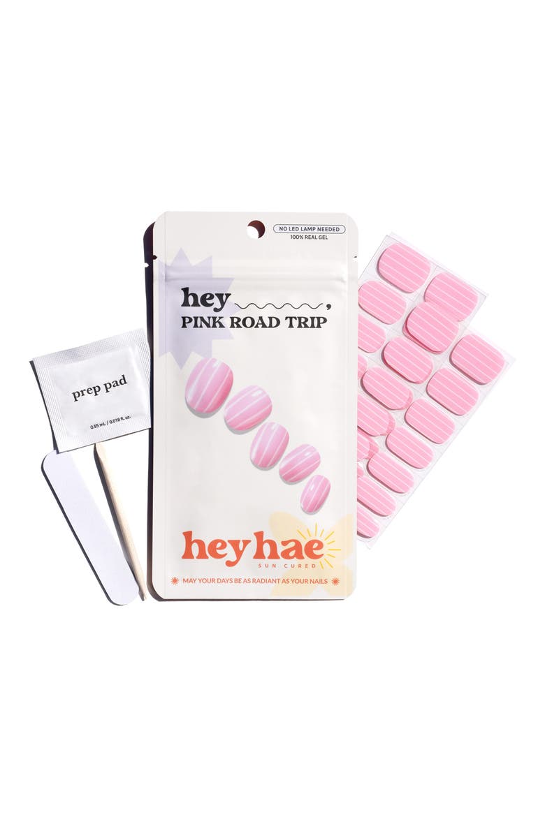 Hey, Pink Road Trip Sun-Cured Gel Nail Strips, Main, color, PINK/WHITE