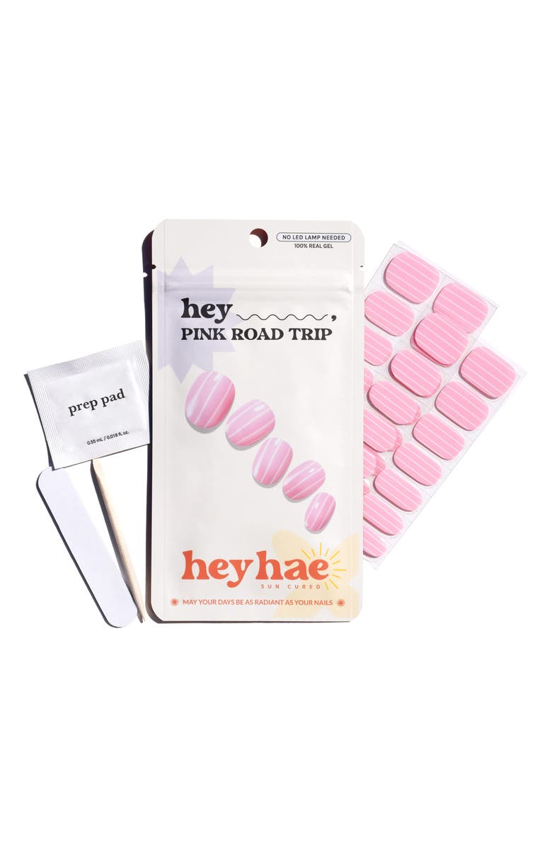 heyhae Hey, Pink Road Trip Sun-Cured Gel Nail Strips, Main, color, Pink/White