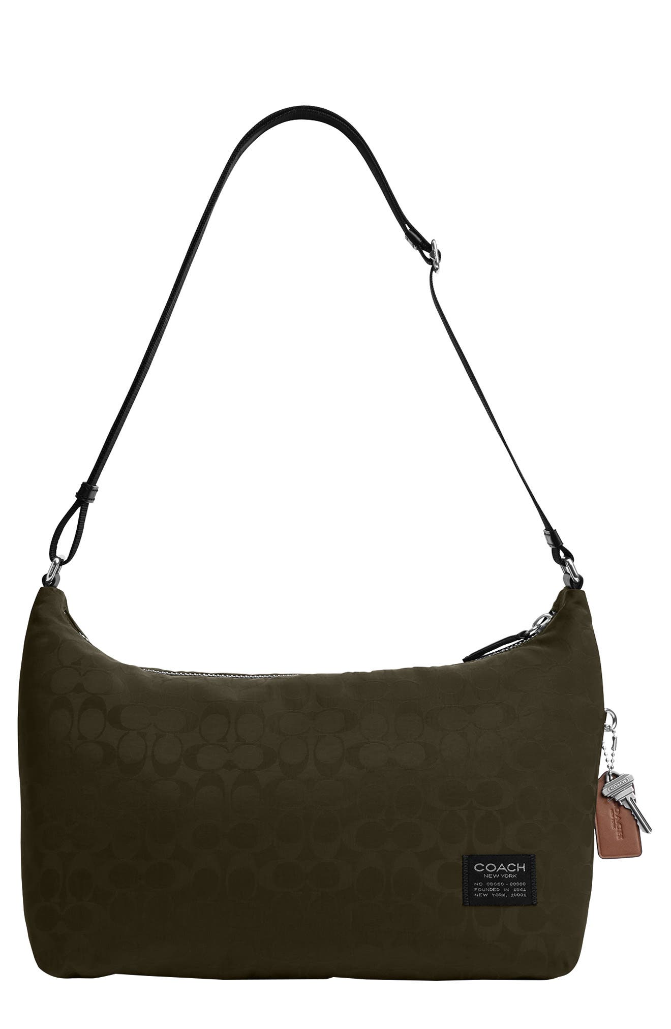 COACH Leo Signature Nylon Crossbody Bag, Main, color, Dark Moss
