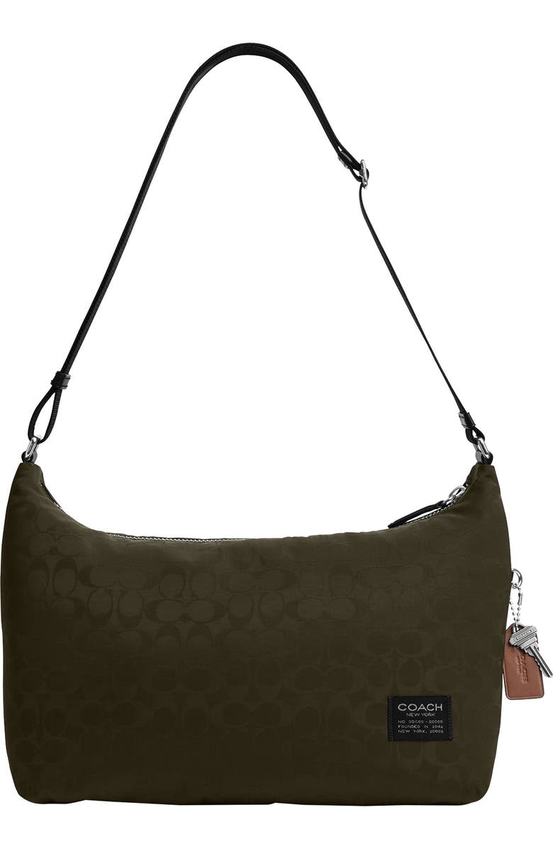 COACH Leo Signature Nylon Crossbody Bag, Main, color, Dark Moss