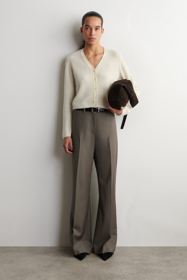 Cashmere V-neck Cardigan, Alternate, color, CREAM