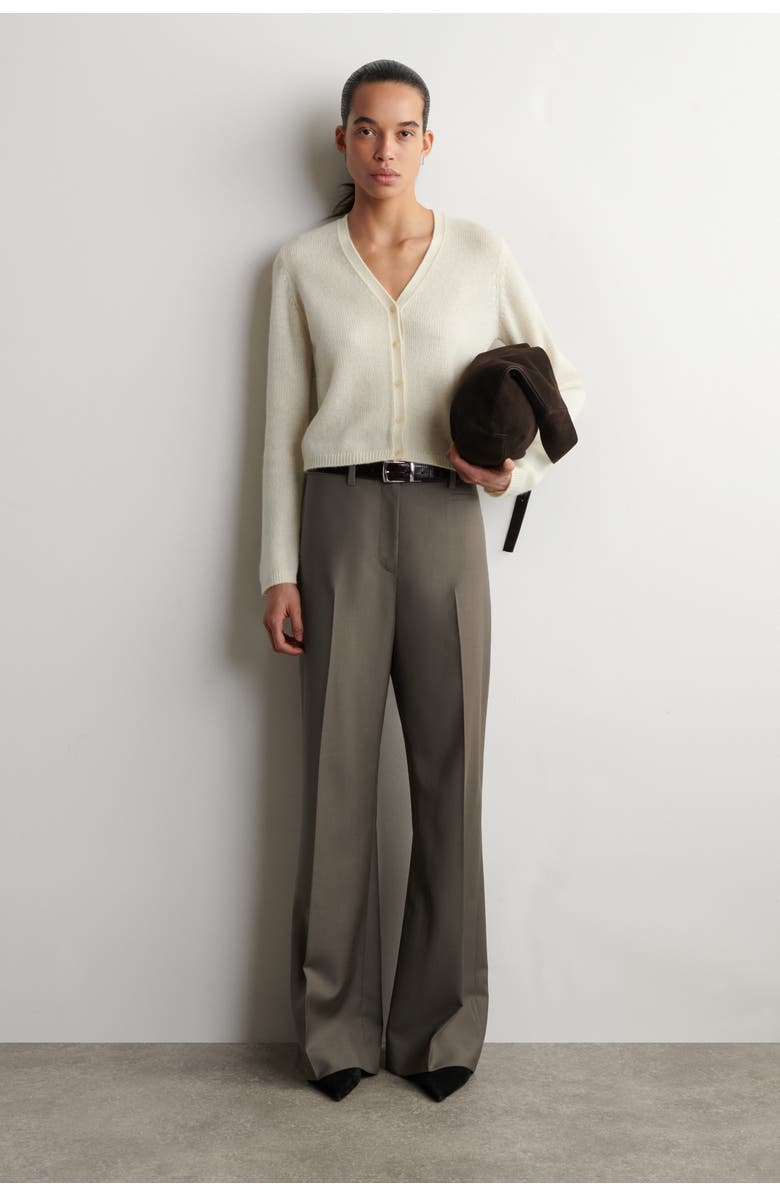 COS Cashmere V-neck Cardigan, Alternate, color, Cream