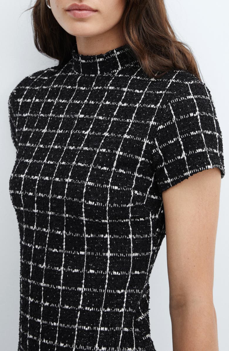 MANGO Ruffle Hem Tweed Dress, Alternate, color, 