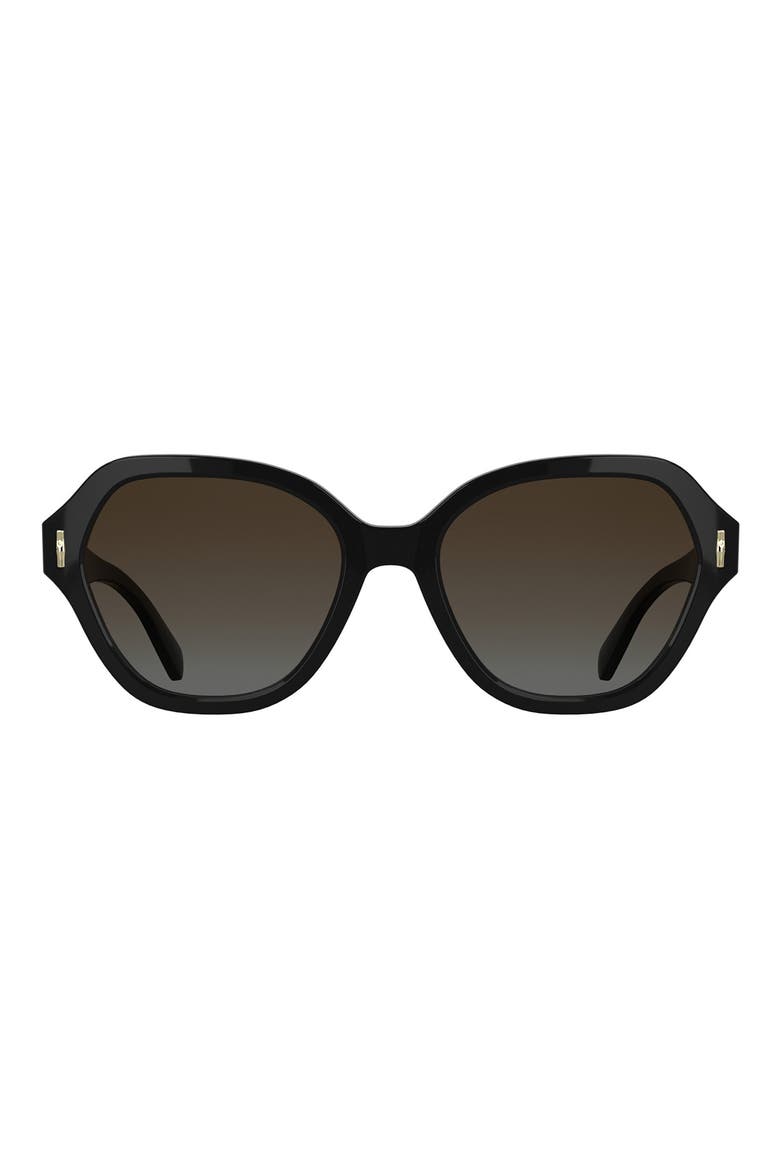 Roseau 56mm Gradient Modified Rectangular Sunglasses, Main, color, BLACK