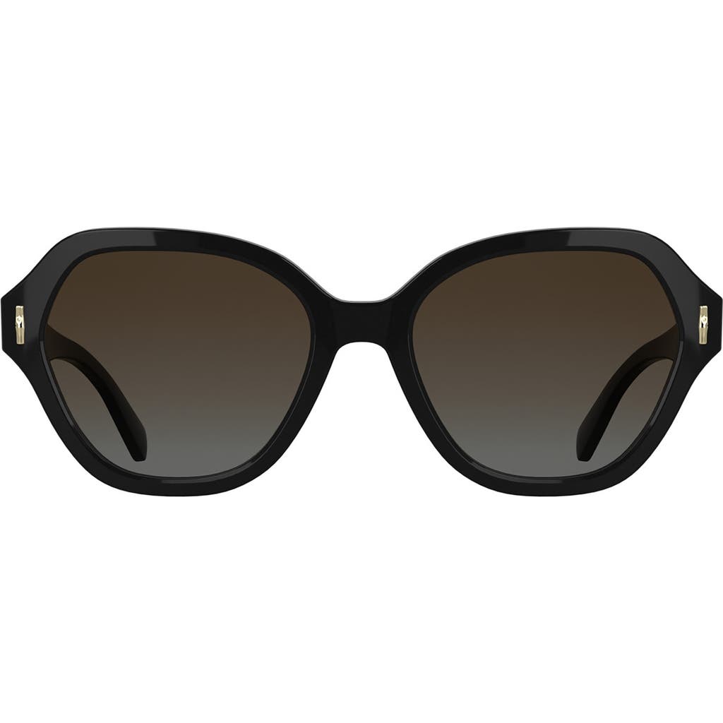 Longchamp Roseau 56mm Gradient Modified Rectangular Sunglasses In Black