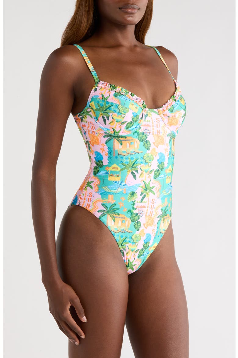 Double Ruffle Underwire One-Piece Swimsuit, Alternate, color, SUNLIT SPRITZ