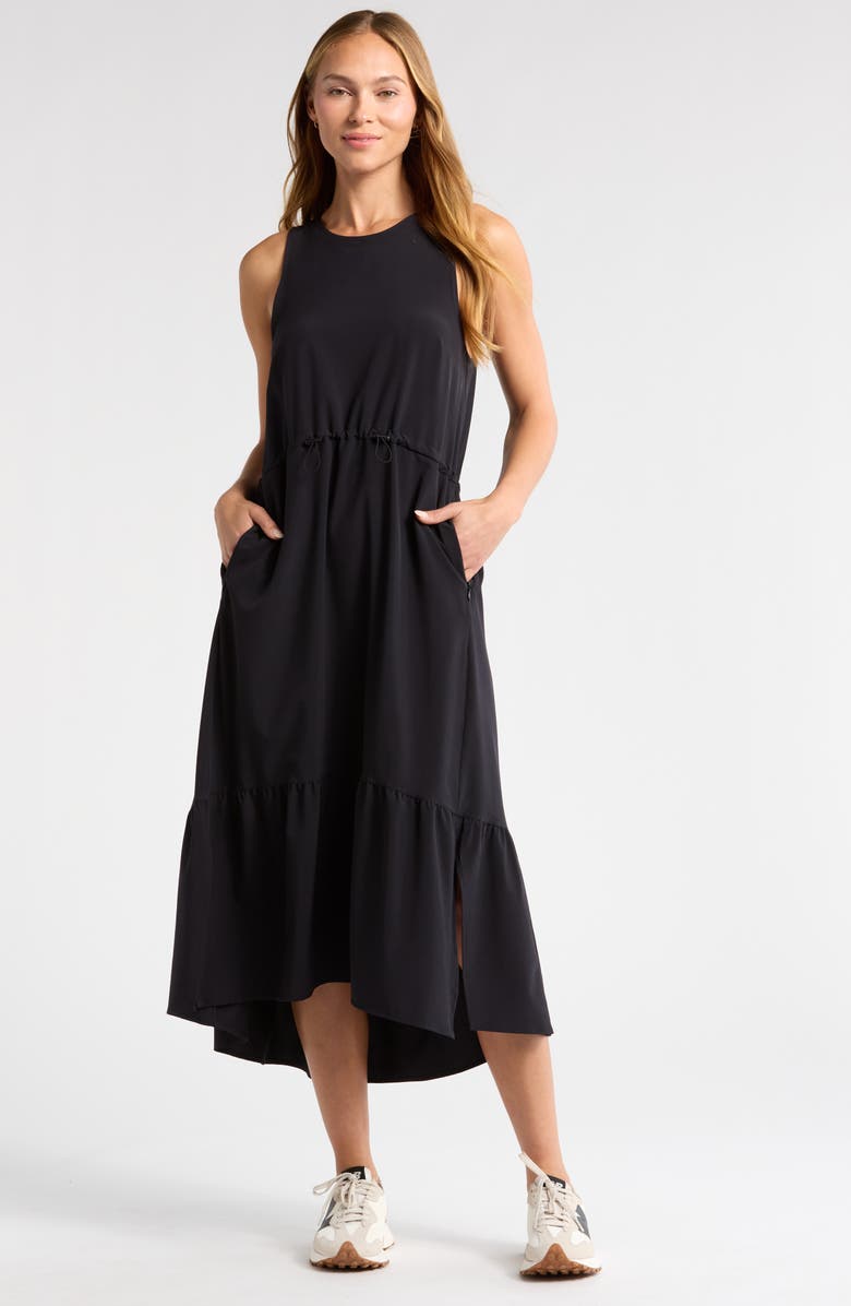 Drawcord Waist Tiered Midi Dress