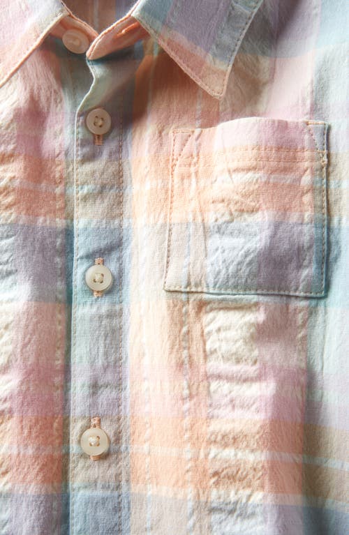 Nordstrom Seersucker Short Sleeve Button-up Shirt & Drawstring Shorts Set In Coral Playful Plaid