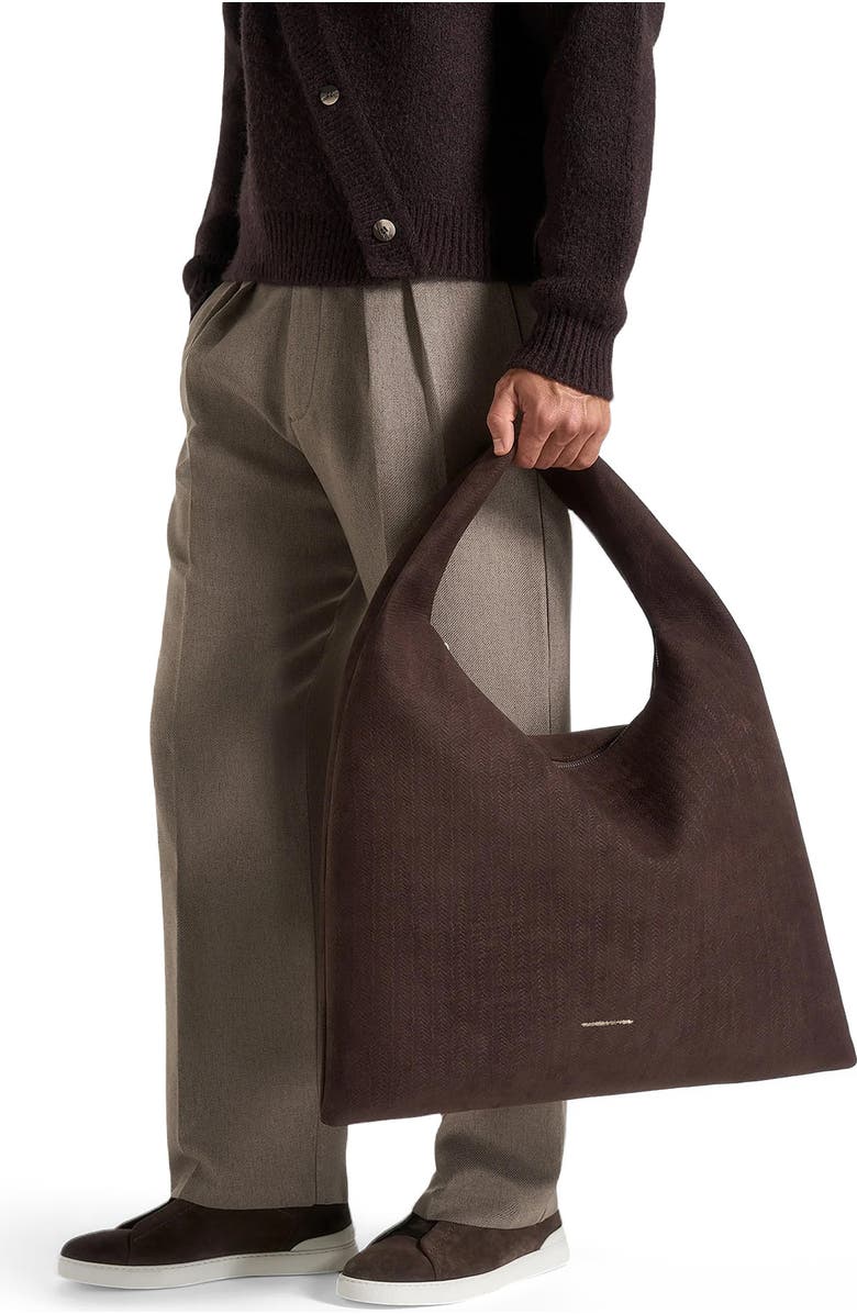 Manière De Voir Aubin Braided Suede Hobo Bag, Alternate, color, Brown