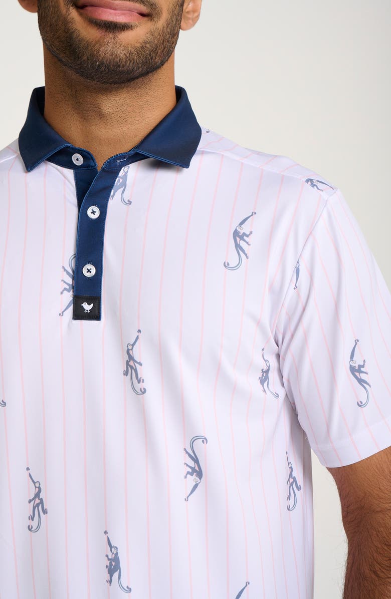Bad Birdie Monkey Around Stripe Performance Golf Polo, Alternate, color, 