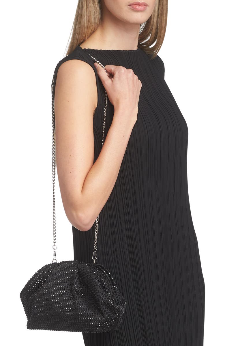 Nina Crystal Frame Satchel, Alternate, color, Black