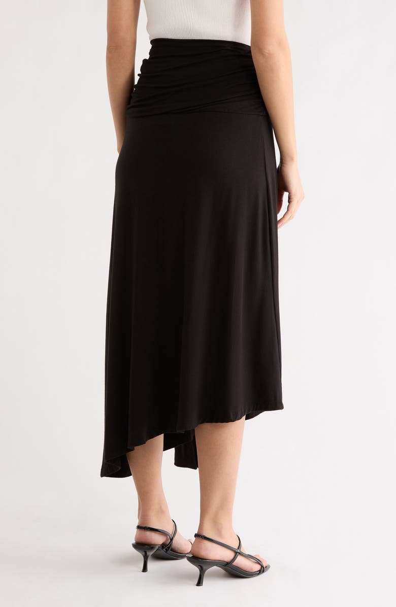 Renee C Draped Asymmetric Midi Skirt, Alternate, color, Black
