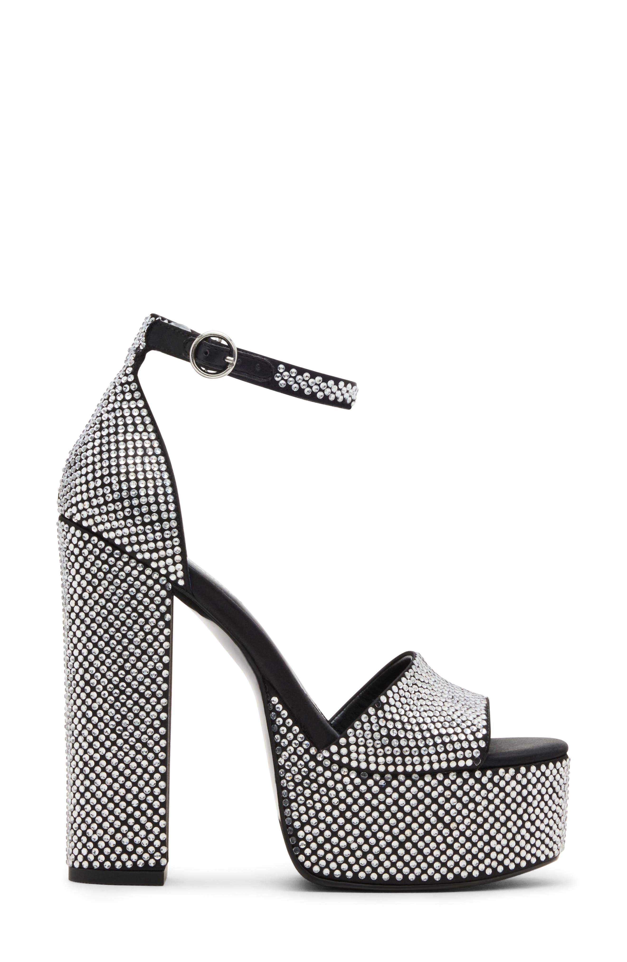 Steve Madden Glam Ankle Strap Platform Sandal, Alternate, color, Rhinestone