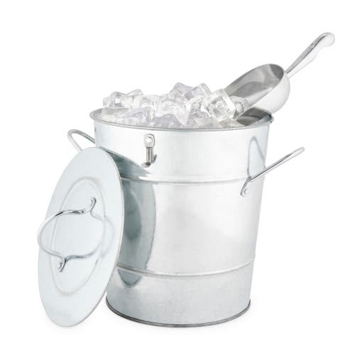 Twine Galvanized Metal Ice Bucket With Scoop In Silver