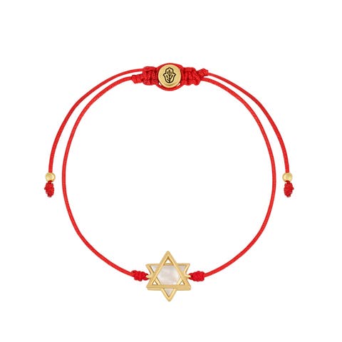 Divinely Blessed Mother of Pearl Star of David Red String Bracelet