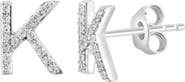 EFFY Sterling Silver Diamond 'K' Initial Stud Earrings