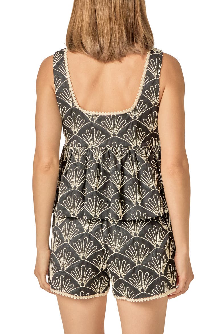 Embroidered Babydoll Top, Alternate, color, BLACK/ WHITE