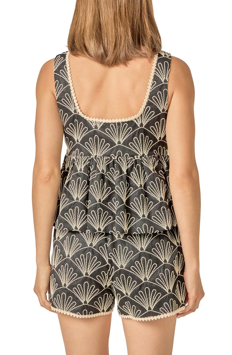 English Factory Embroidered Babydoll Top, Alternate, color, Black/ White