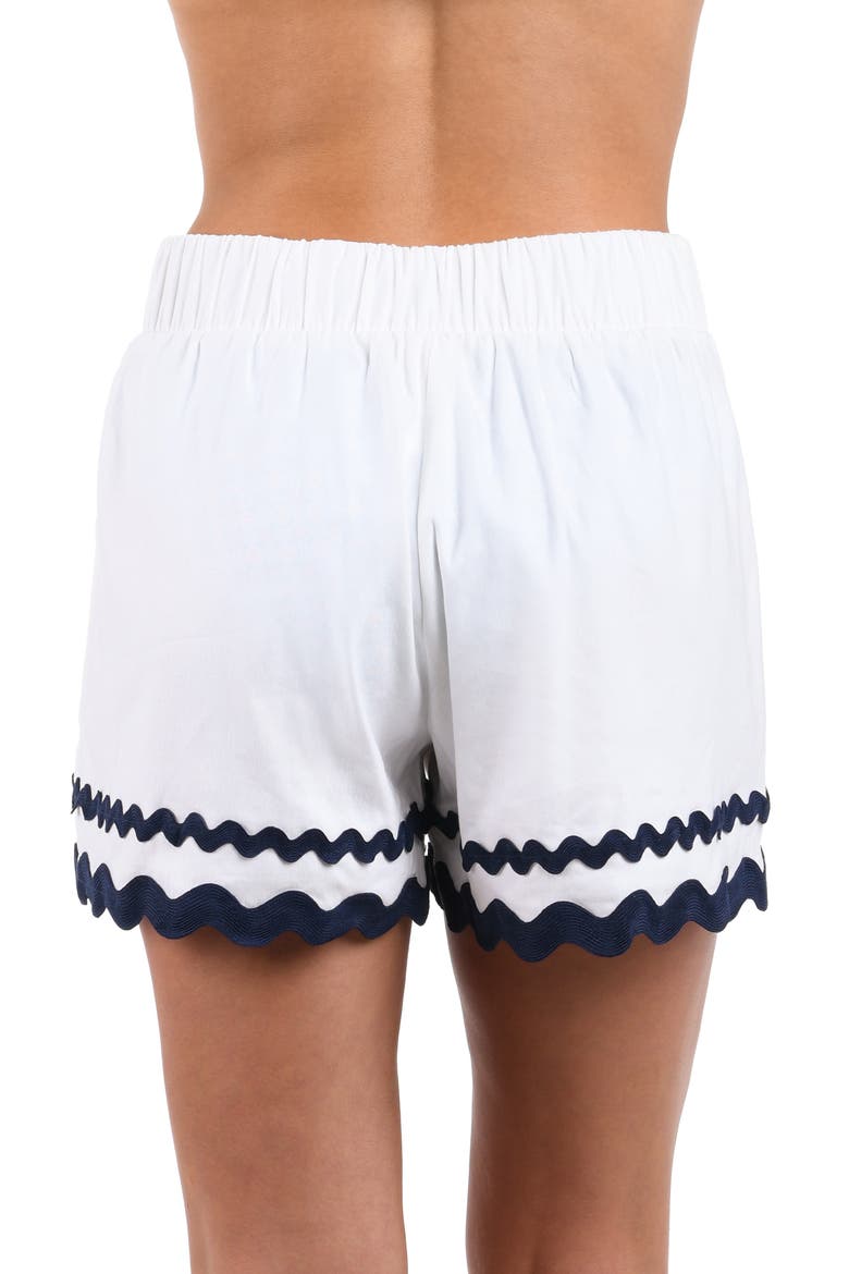 Poolside Rickrack Linen Blend Cover-Up Shorts, Alternate, color, WHITE