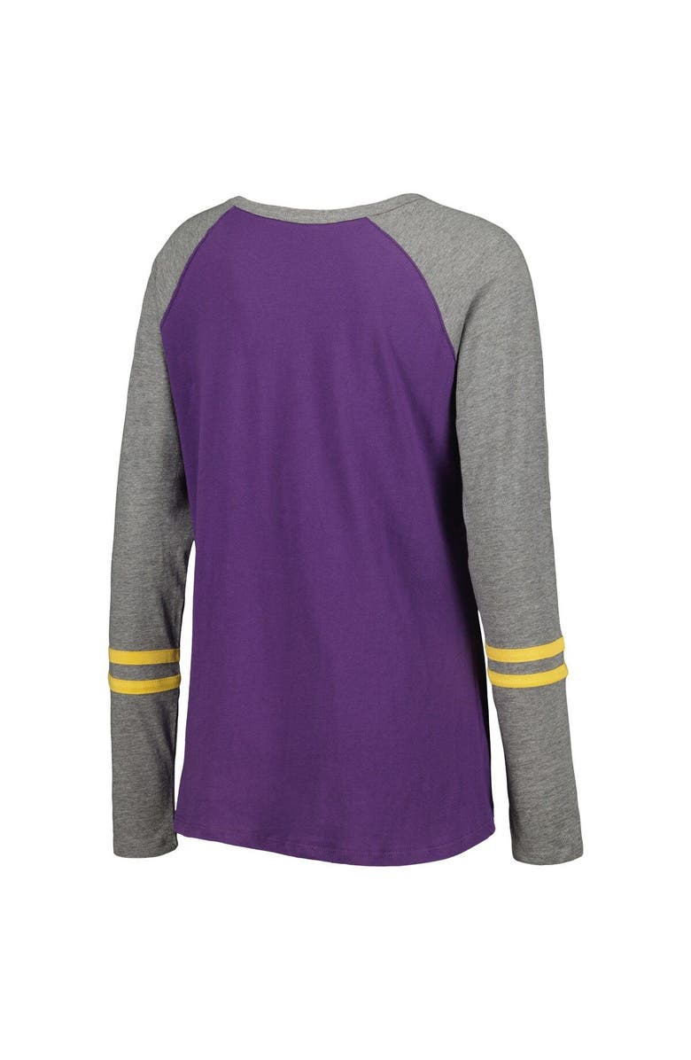 '47 Women's '47 Purple Minnesota Vikings Arch Out Frankie Raglan Long Sleeve Notch Neck T-Shirt, Alternate, color, 