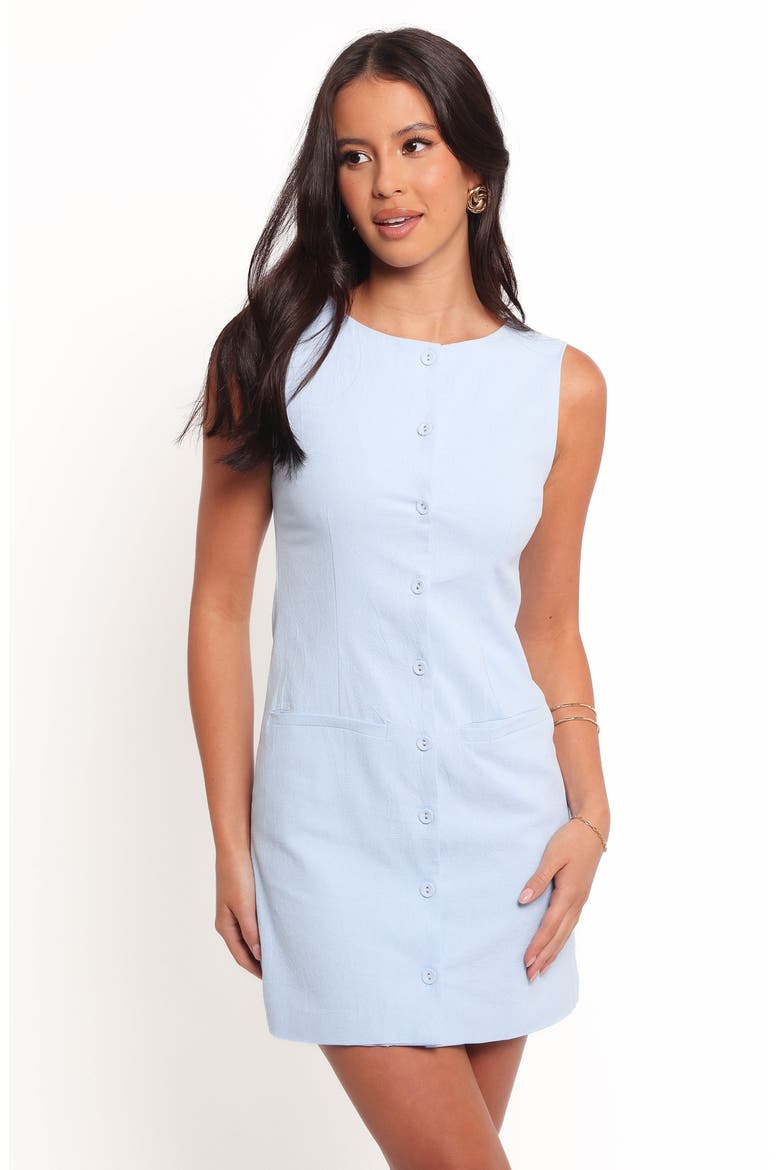Este Cotton Button-Up Minidress, Alternate, color, BLUE