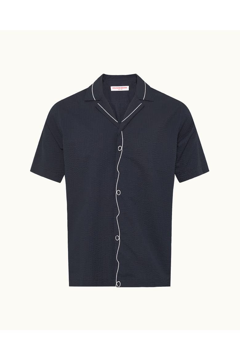 Maitan Embroidery Relaxed Fit Embroidered Seersucker Shirt, Alternate, color, Night Iris