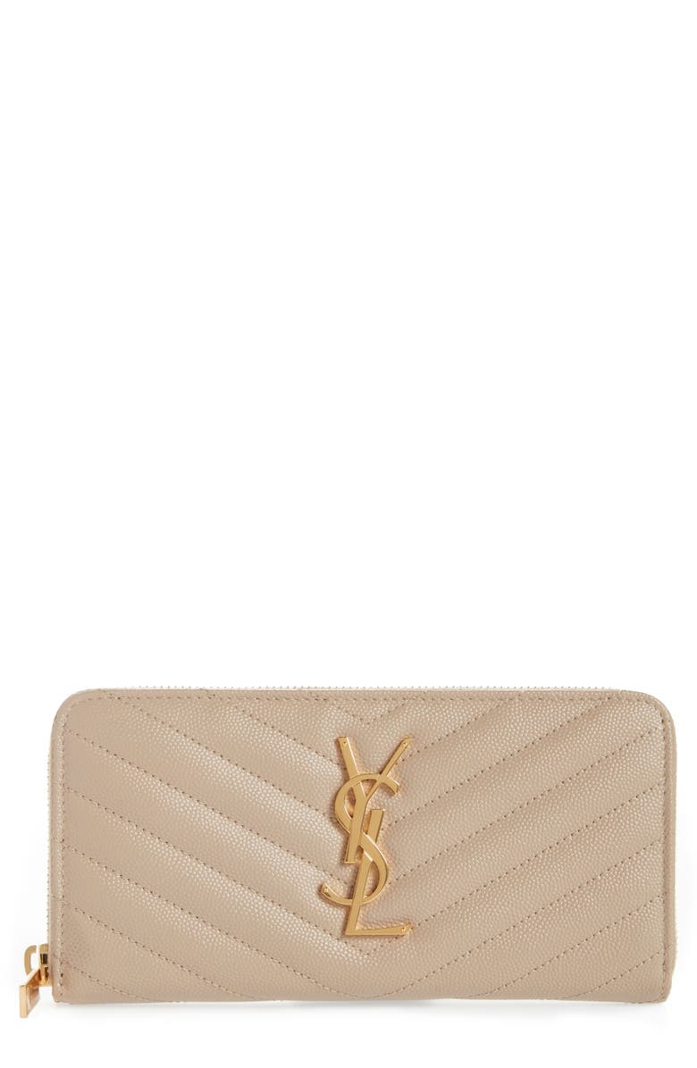 Saint Laurent Monogram Quilted Leather Wallet, Main, color,