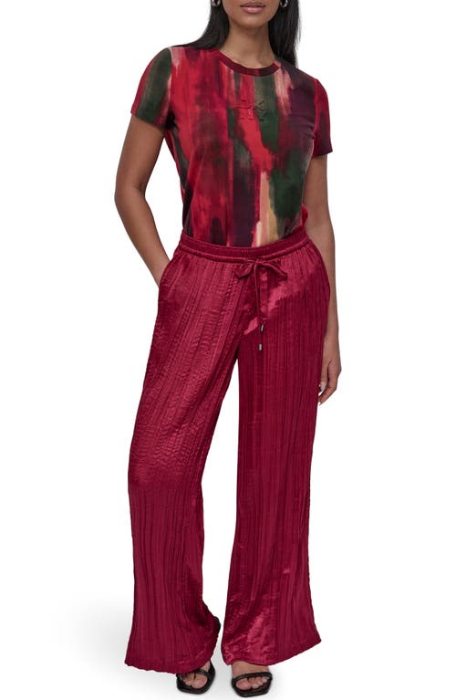 Dkny Crushed Drawstring Wide Leg Pants In Red