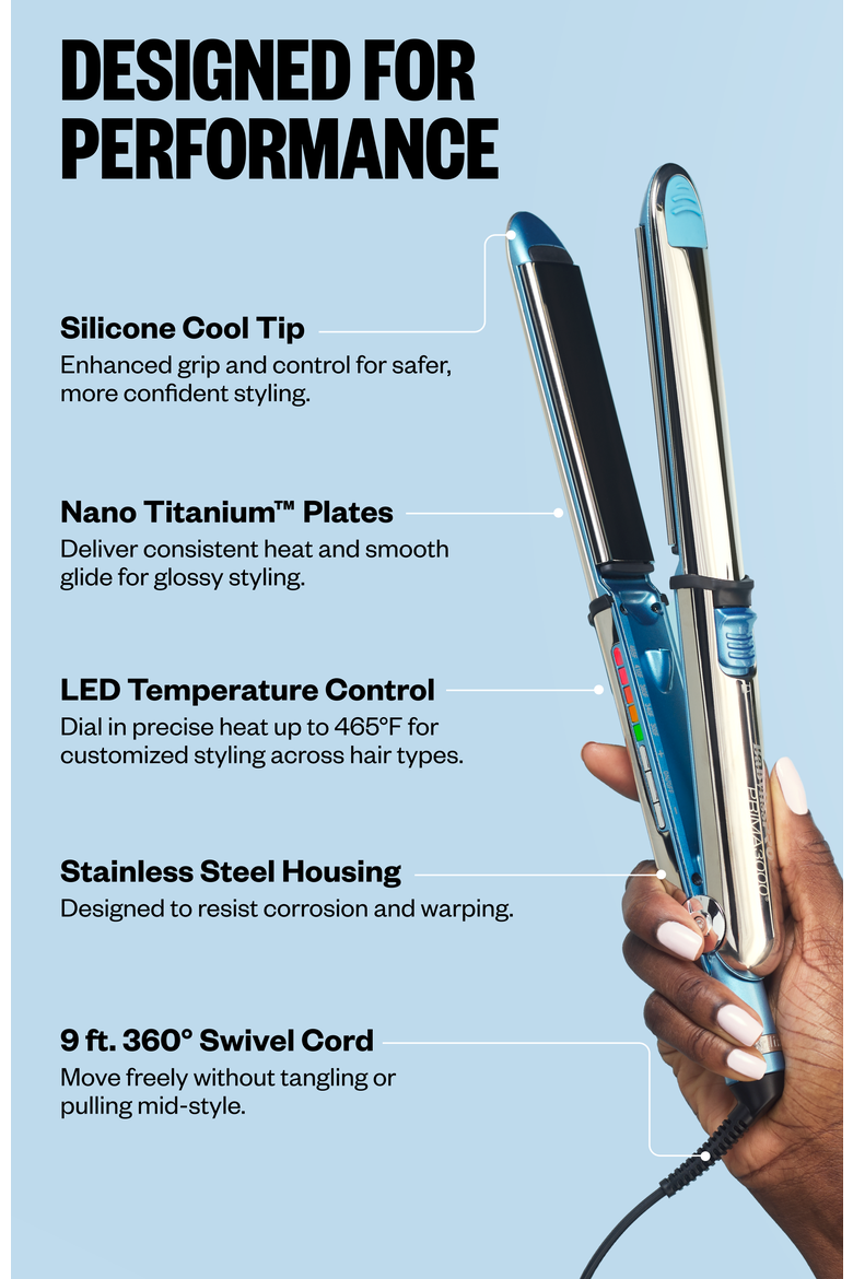 Nano Titanium Prima3000® 1¼" Ionic Straightener, Alternate, color, Blue