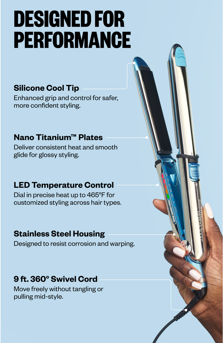 BaBylissPRO Nano Titanium Prima3000<sup>®</sup> 1¼" Ionic Straightener, Alternate, color, Blue