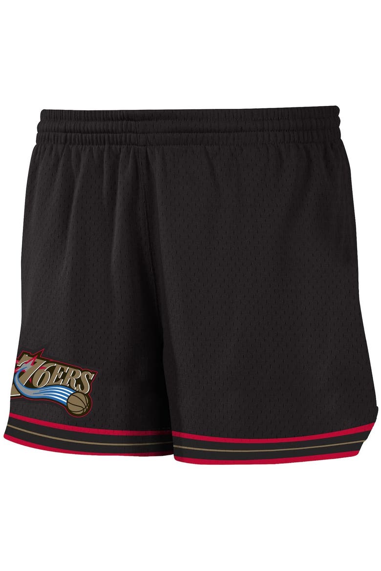 Women's Mitchell & Ness Black Philadelphia 76ers Jump Shot Shorts, Alternate, color, Black