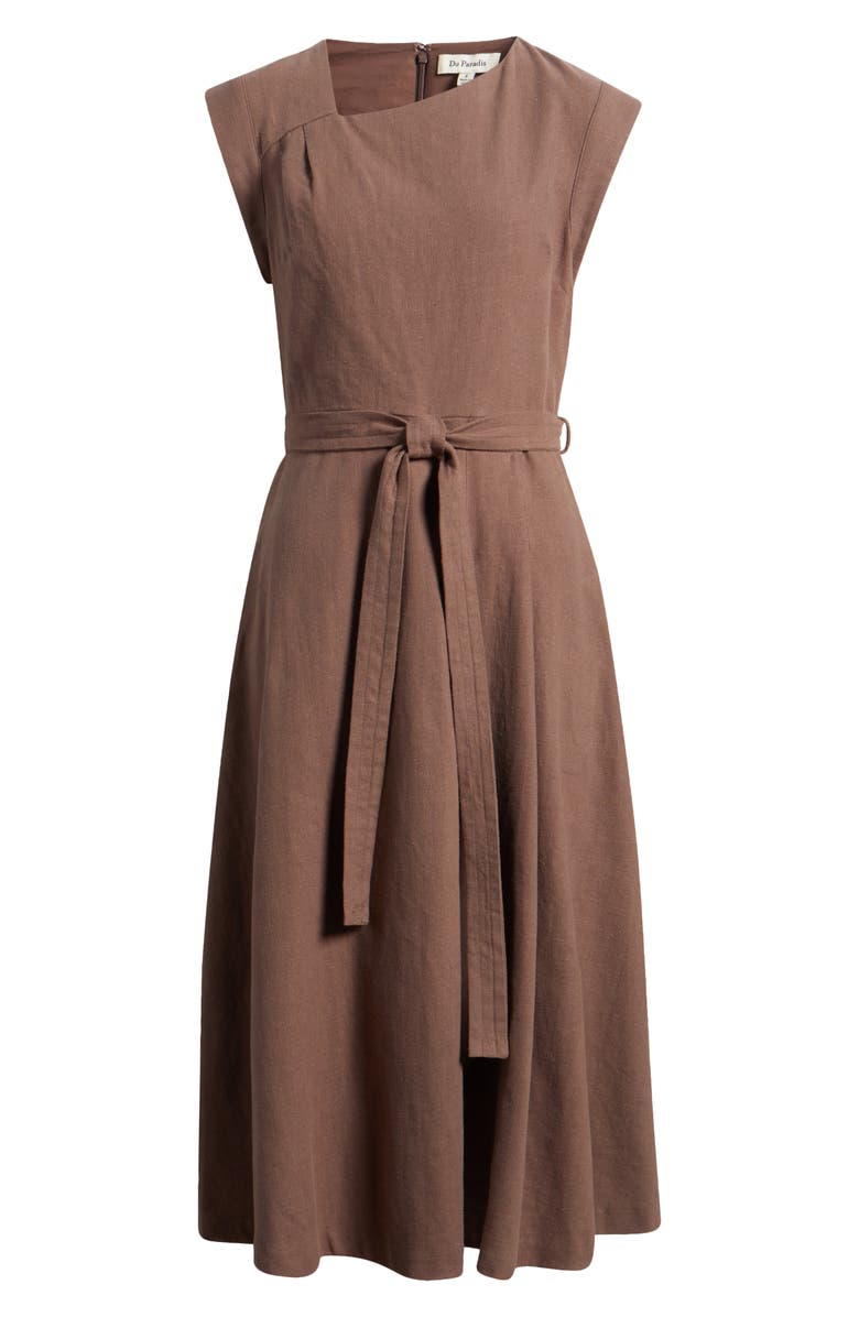 Du Paradis Asymmetrical Neck Midi Dress, Alternate, color,