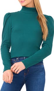 CeCe Gathered Sleeve Turtleneck Top