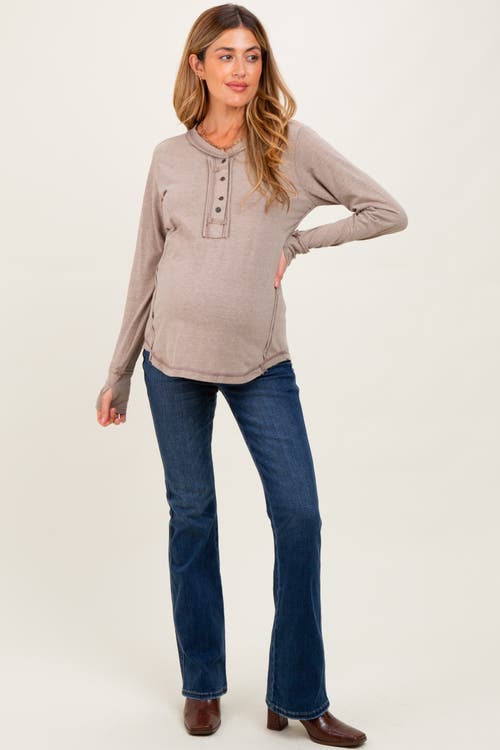 Pinkblush Long Sleeve Exposed Seam Top In Brown