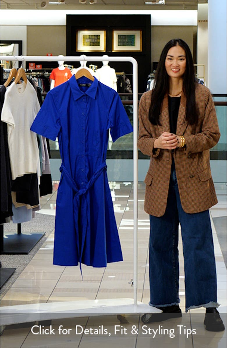 Finnbarr Belted Cotton Blend Shirtdress, sales video thumbnail