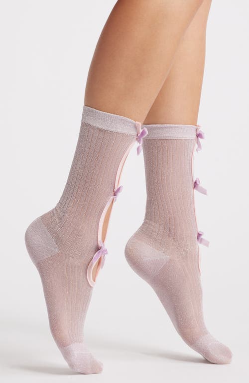 High Heel Jungle Metallic Crew Socks In Pink