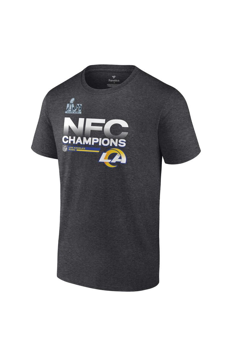 FANATICS Men's Fanatics Branded Heathered Charcoal Los Angeles Rams 2021 NFC Champions Locker Room Trophy Collection T-Shirt, Alternate, color, 