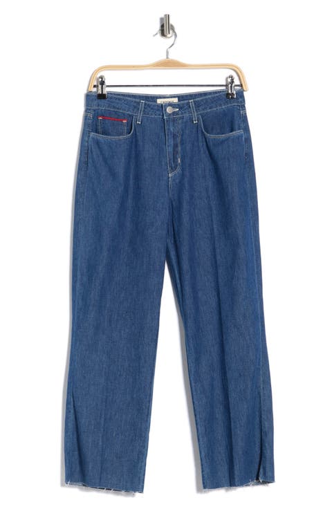 Wanda High Waist Raw Hem Crop Wide Leg Jeans (Spokane)