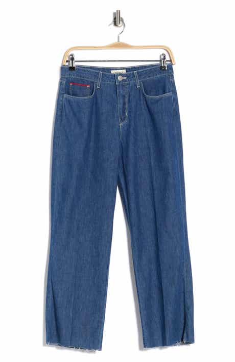 L'AGENCE Wanda High Waist Raw Hem Crop Wide Leg Jeans