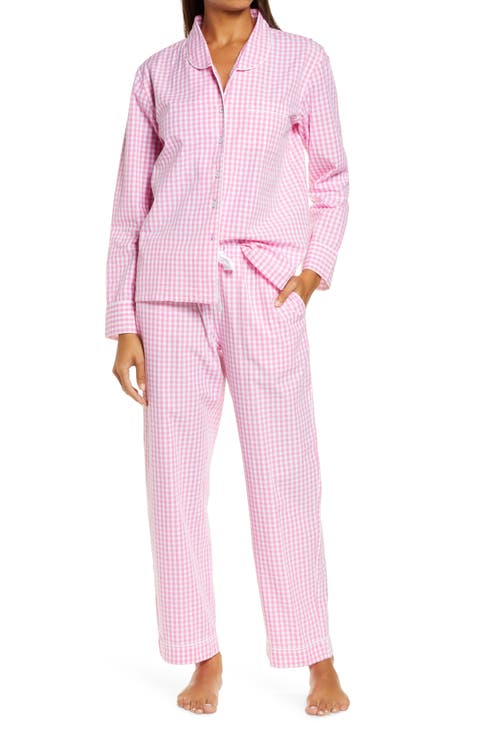Long Sleeve Gingham Print Pajamas