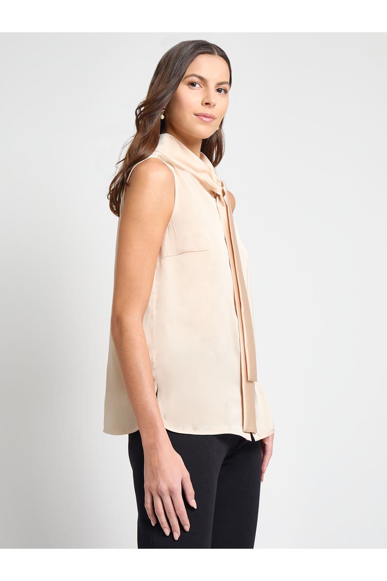 Tie Neck Crepe de Chine Blouse, Alternate, color, Biscotti