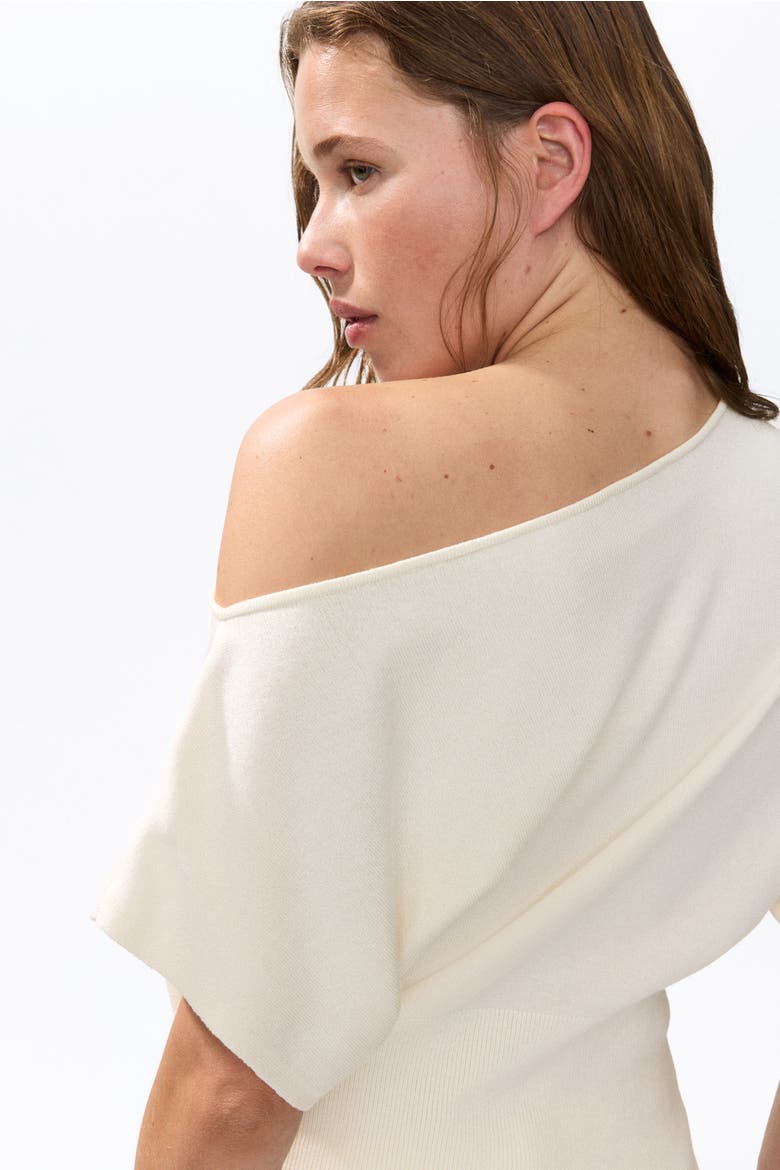 Fine-knit One-shoulder Top, Alternate, color, Cream
