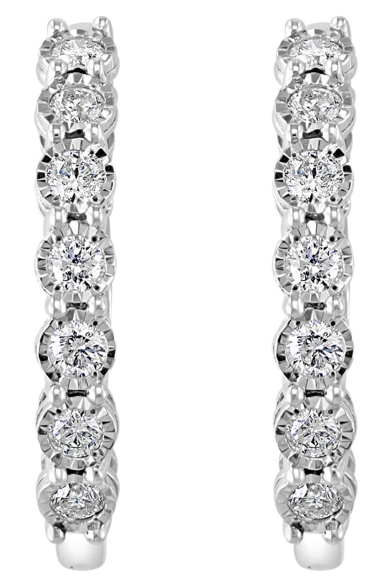 Sterling Silver Diamond Hoop Earrings, Alternate, color, SILVER