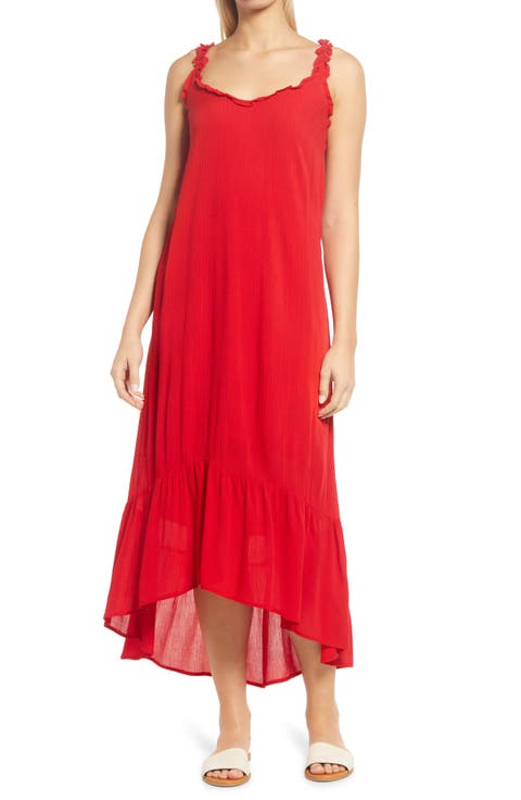 High-Low Ruffle Edge Maxi Dress