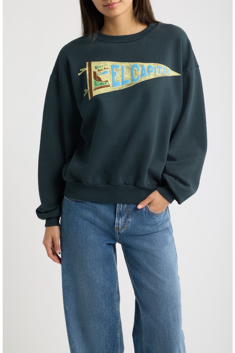 El Capitan Flag Oversized Graphic Sweatshirt, Main, color, VINTAGE BLACK