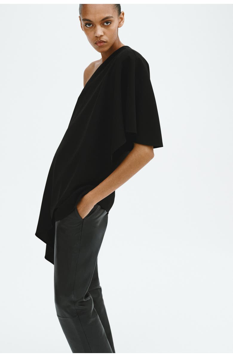 H&M One-shoulder Cape Top, Alternate, color, Black