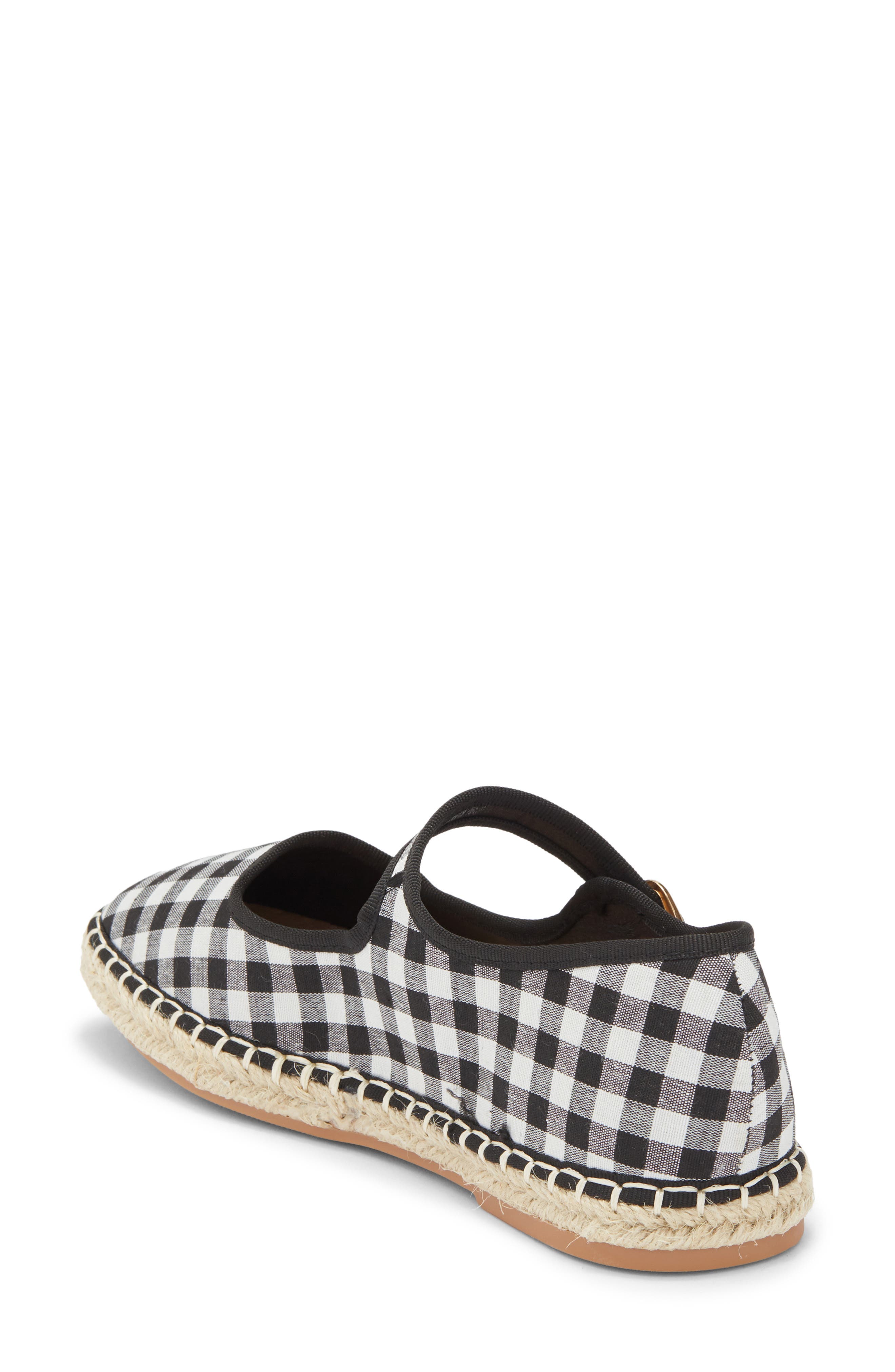 TOP MODA Fallon Gingham Mary Jane Flat, Alternate, color, Black Canvas