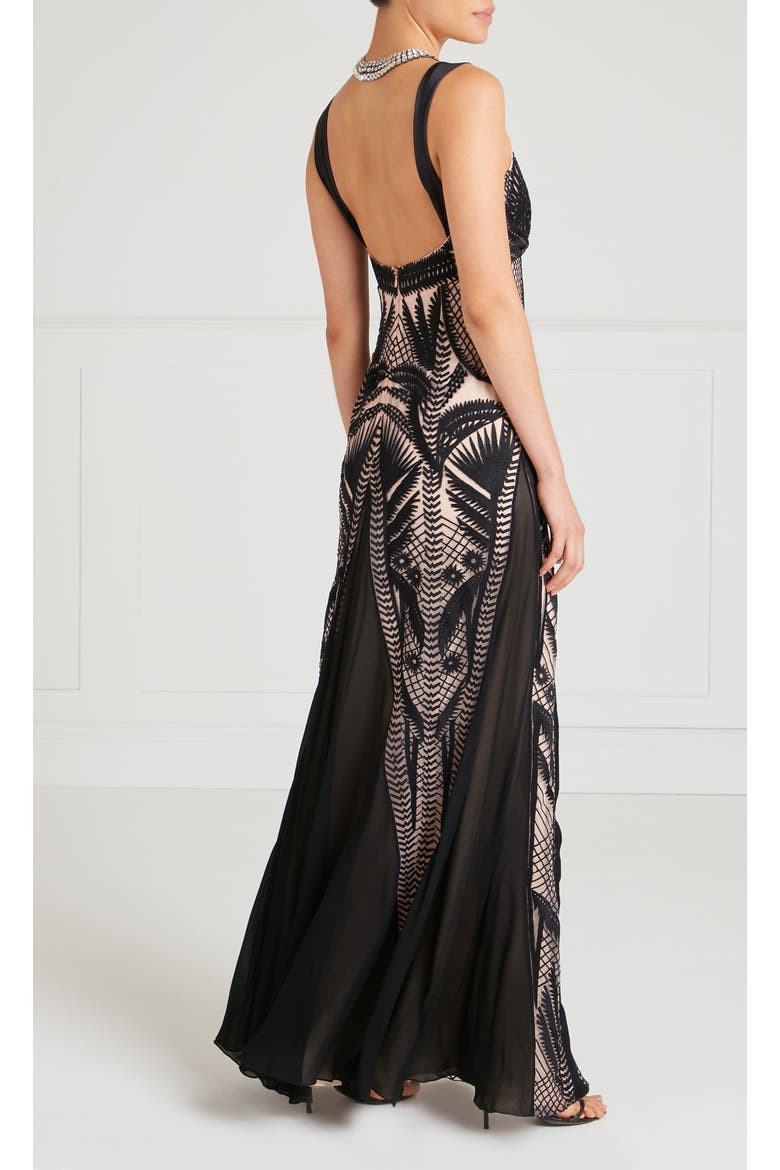Giselle Strappy Gown, Alternate, color, Black Mix