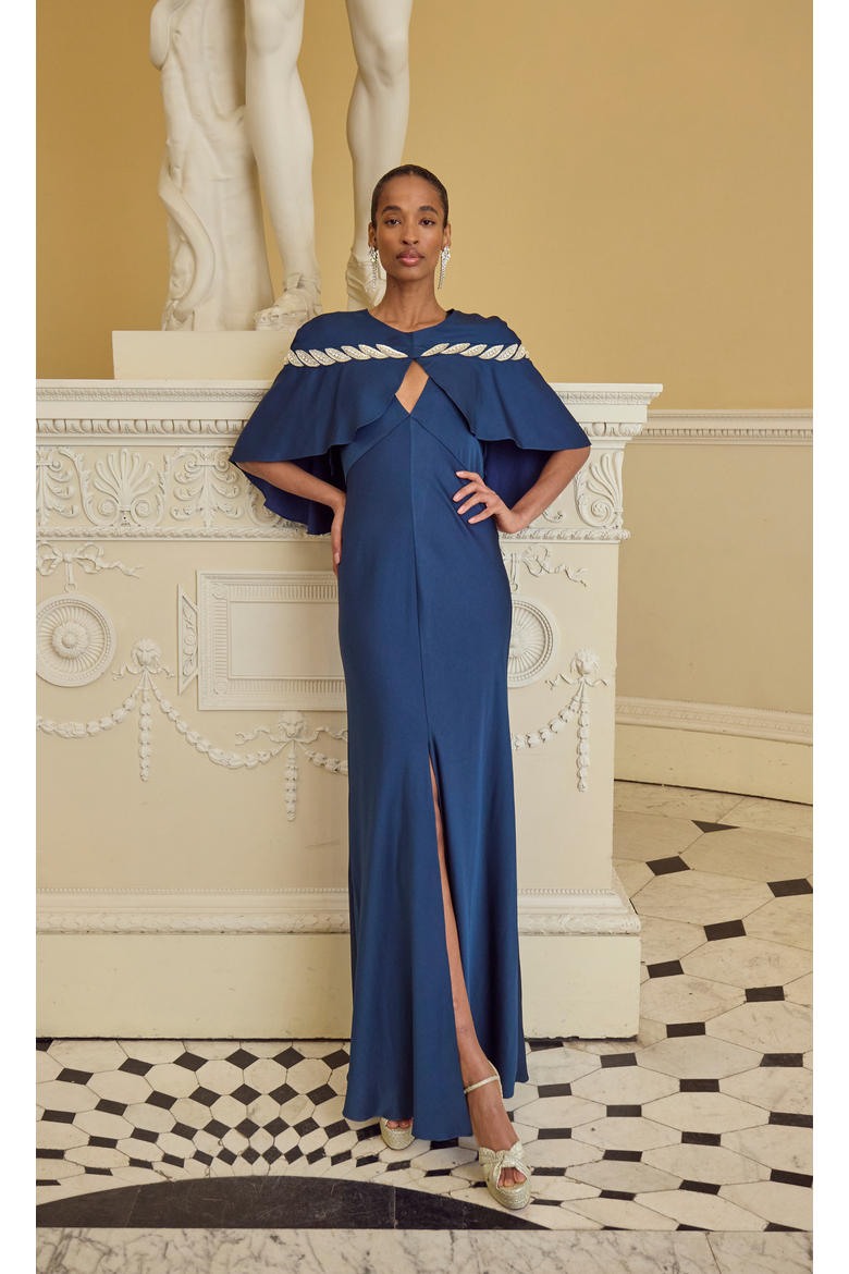 Vine Cape Gown, Alternate, color, Midnight